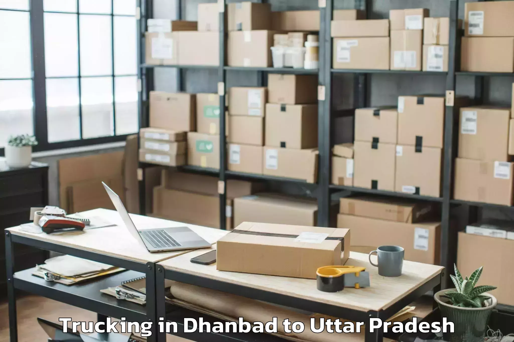 Easy Dhanbad to Bansdih Trucking Booking